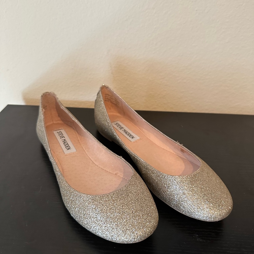 Steve Madden Sparkling Silver Loafers